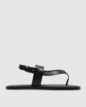Max Mara THONGSTITCH black leather sandals THONGSTITCH