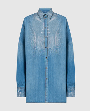 Ermanno Scervino Blue denim shirt with rivets D442K352FRQ