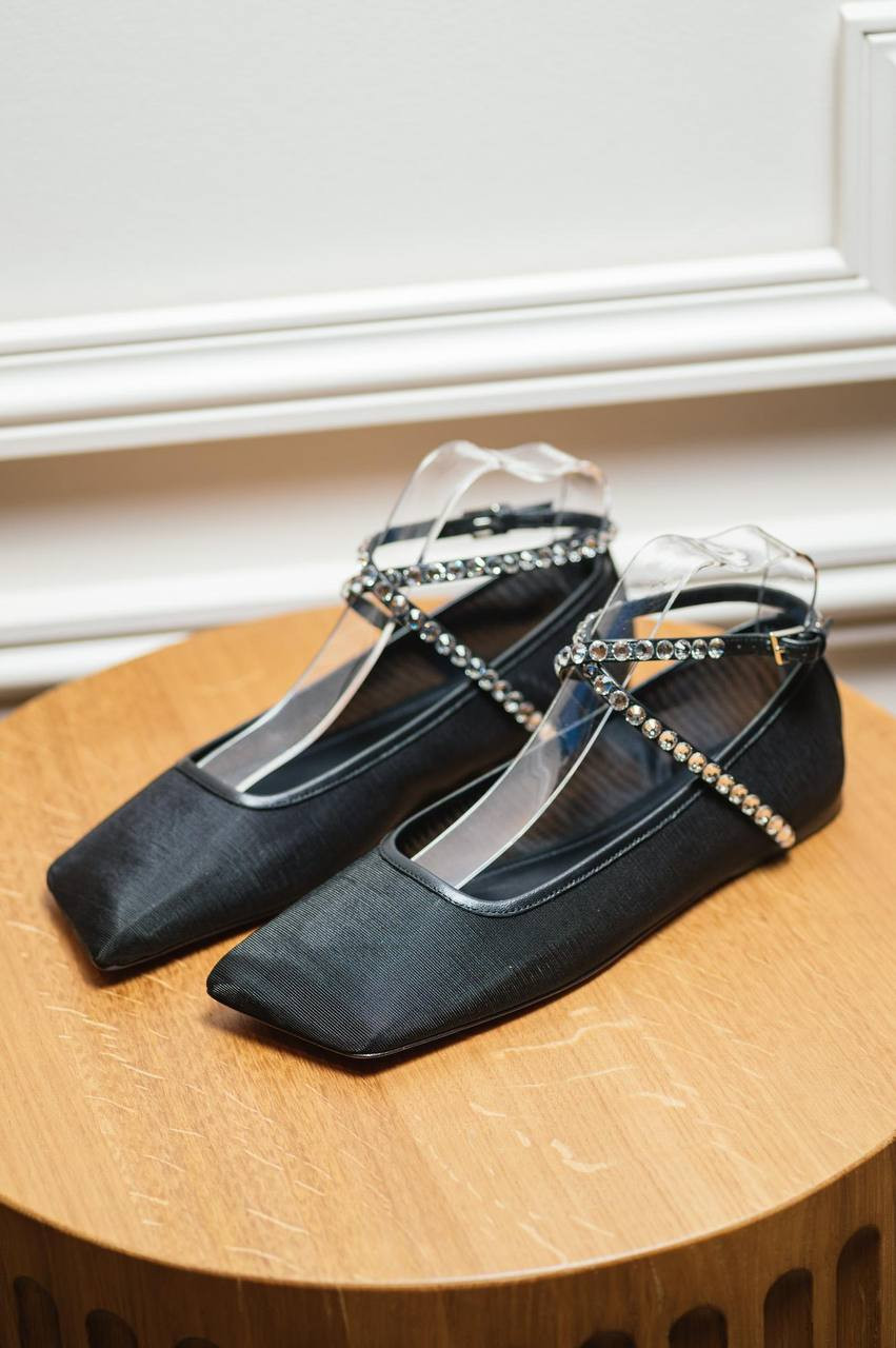 

Black ballet flats ANE MESH CRYSTAL with crystals Amina Muaddi
