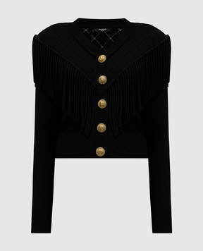 Balmain Black cardigan with fringe CF1KL140KF53