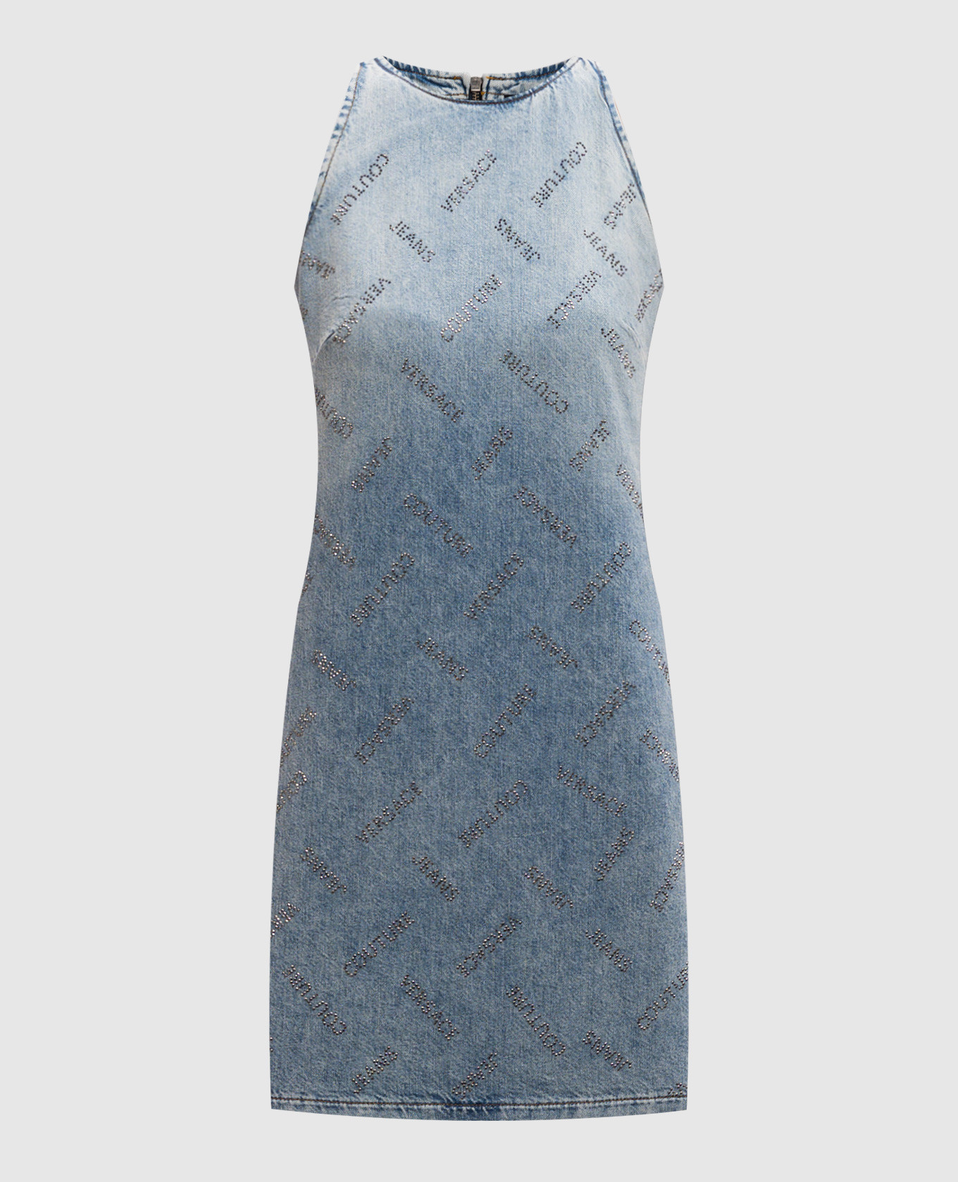 

Blue denim dress with crystal logo Versace Jeans Couture, Light blue