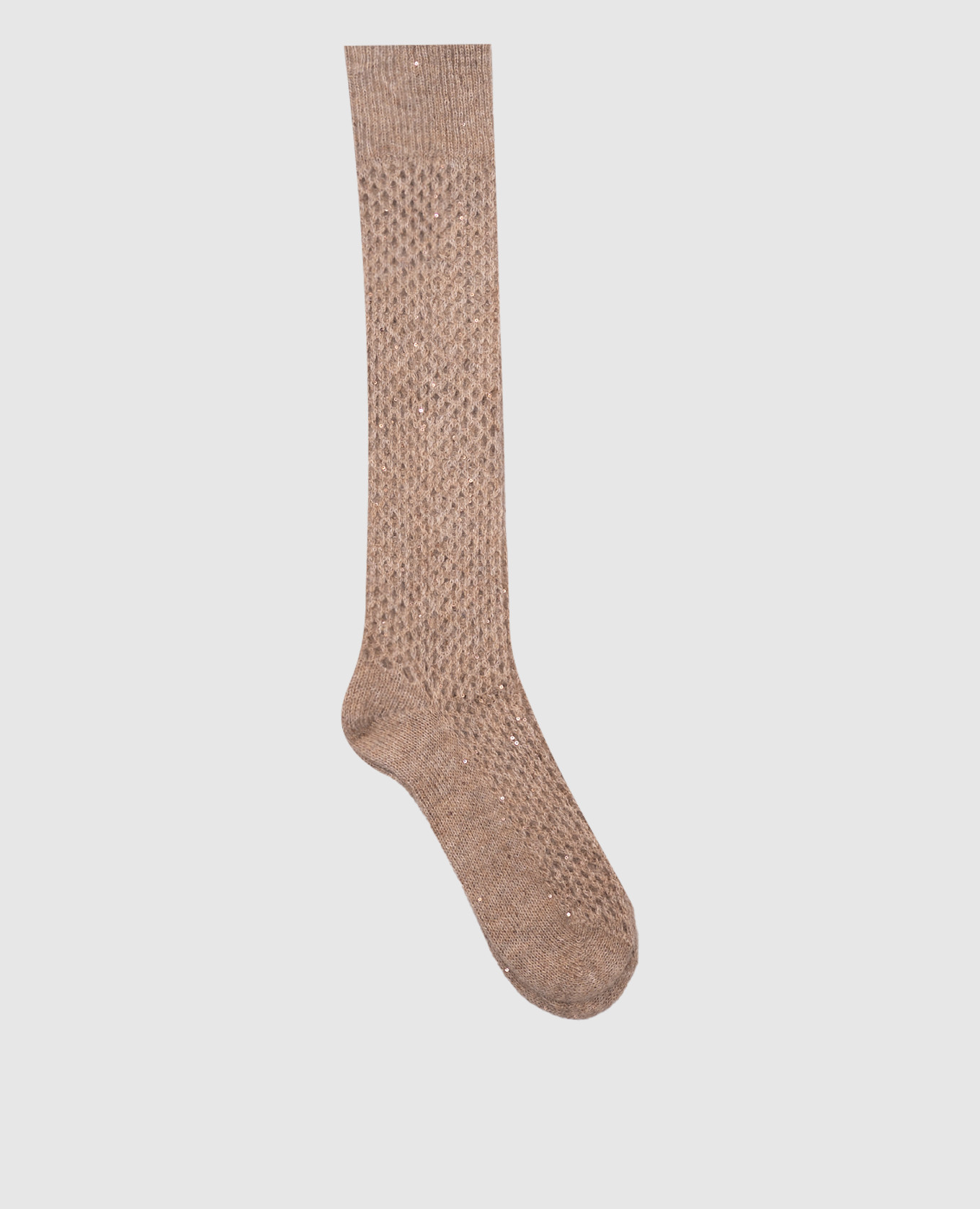 

Beige openwork mohair and wool knee-highs with sequins Brunello Cucinelli