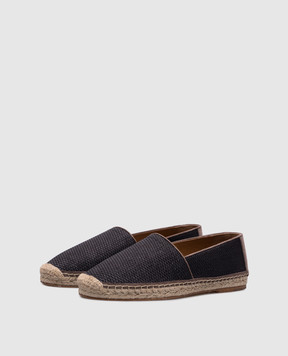 Brunello Cucinelli Blue raffia espadrilles with logo MZUOAJQ726