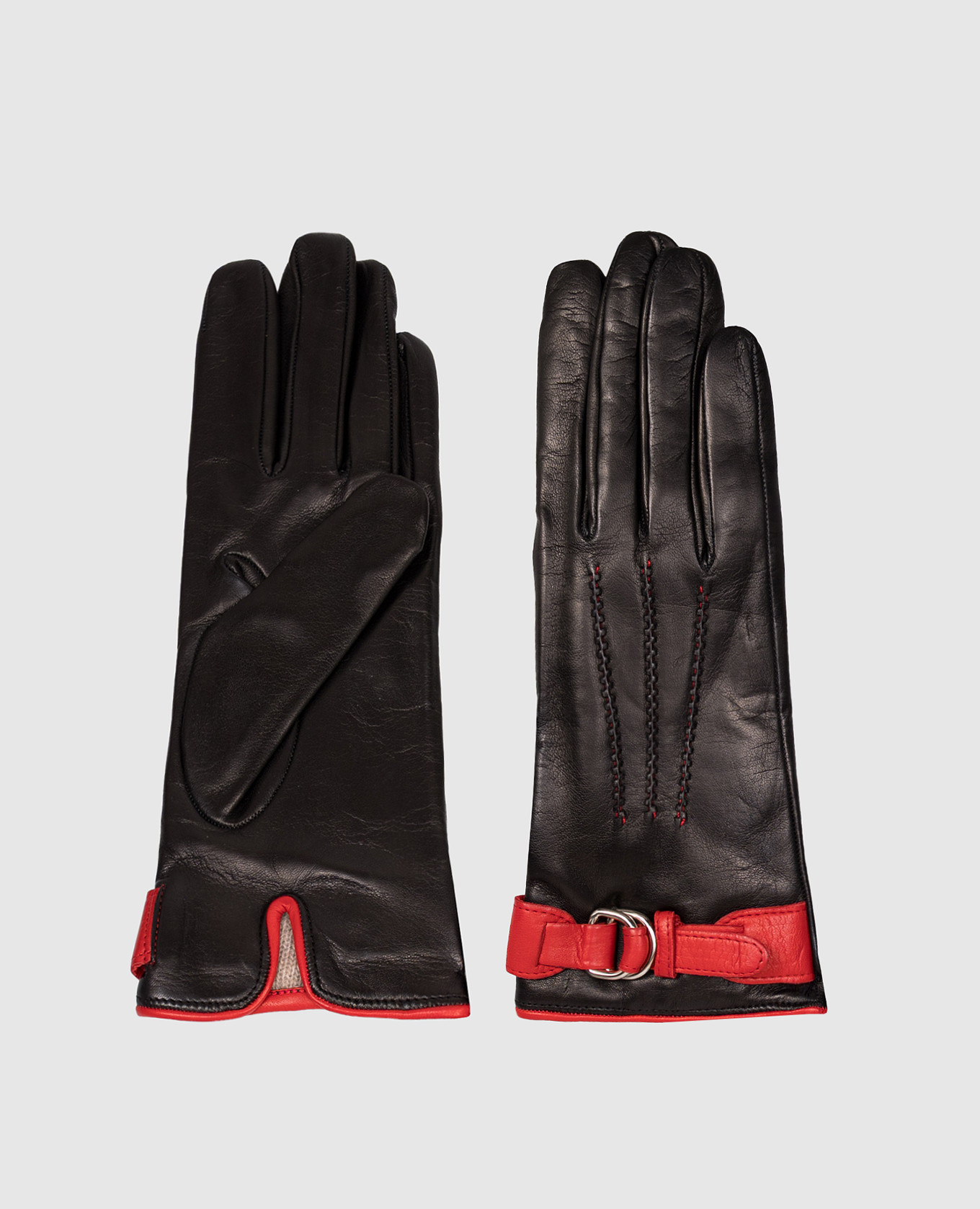 Black leather gloves Sermoneta Gloves