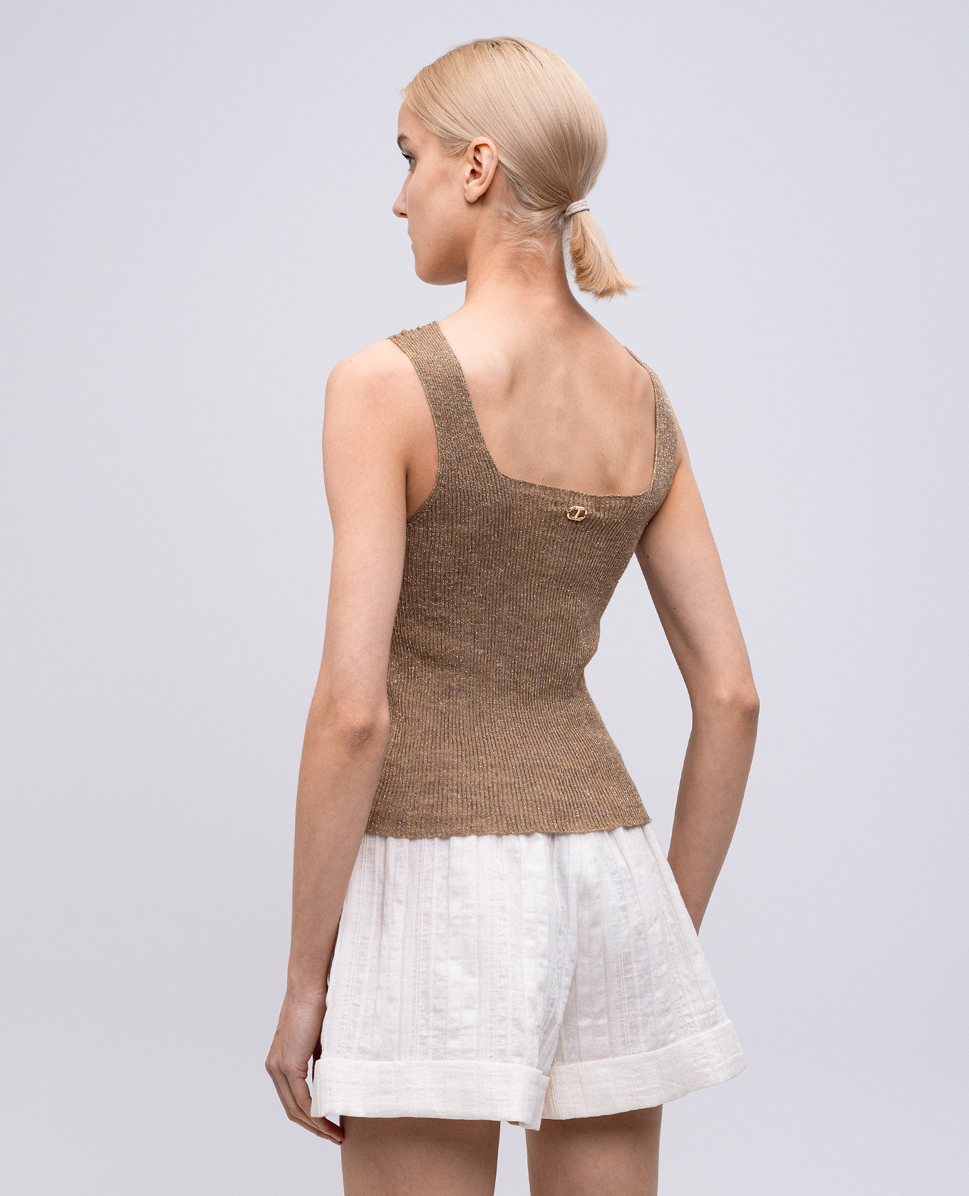 

Beige linen top with lurex Twinset