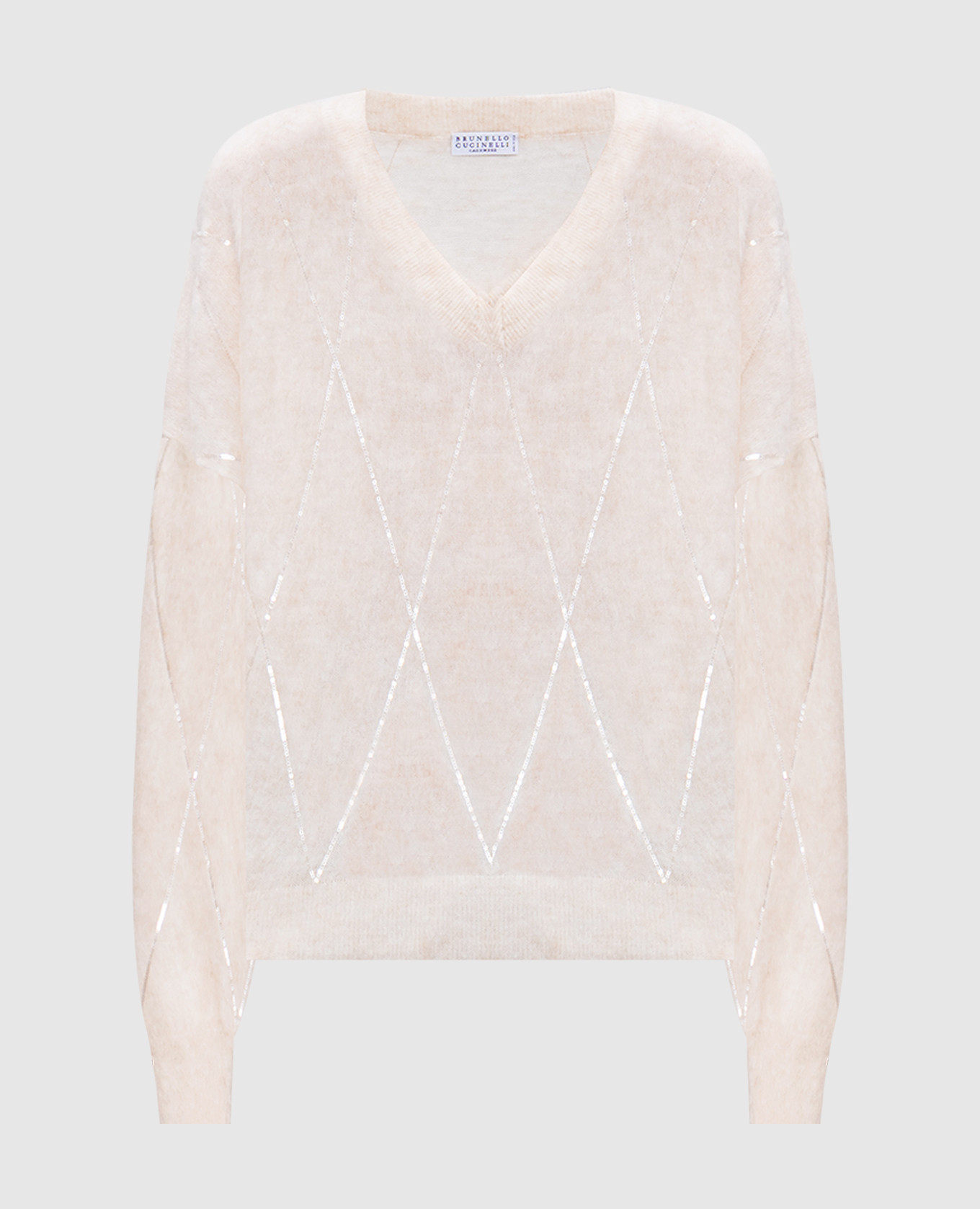 

Beige pullover with wool and cashmere with sequins Brunello Cucinelli