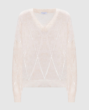 Brunello Cucinelli Beige pullover with wool and cashmere with sequins MBP110802