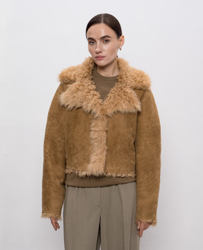 Babe Pay Pls Brown double-sided cropped sheepskin coat 2540TIGRADO
