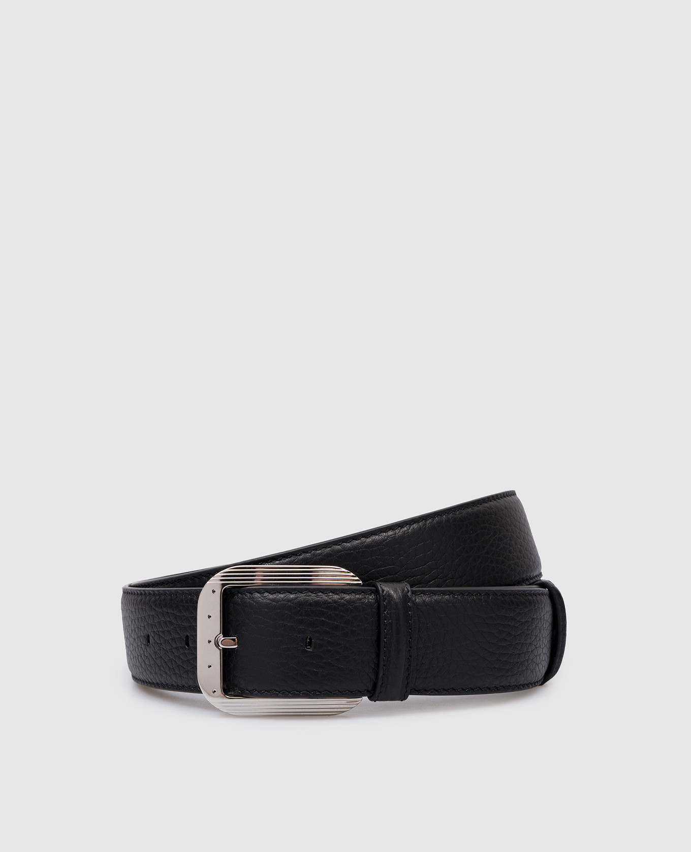 Black leather strap with logo engraving stefano ricci