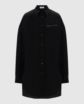 Brunello Cucinelli Black silk blouse with monil chain MB993ML916
