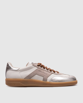 Santoni White leather sneakers with logo WBPL61244FARSPSX