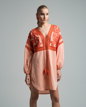 Ermanno Scervino Orange linen dress with embroidery D444K308LZS