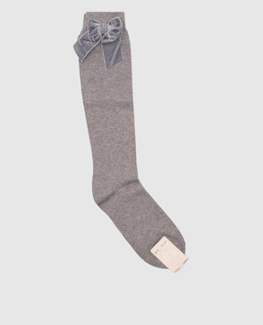 Story Loris Children's gray knee-high socks with bows 2084910
