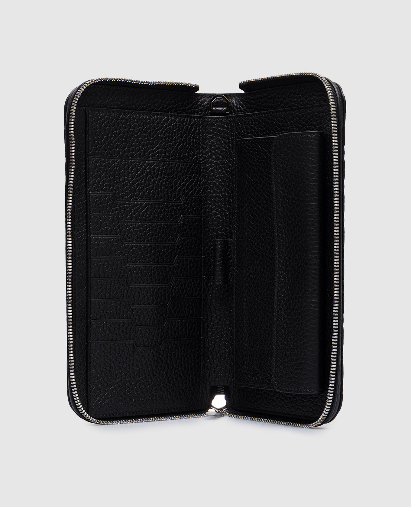 Black leather wallet with a metal emblem in the form of an eagle head Stefano Ricci 3