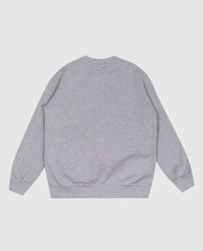 Dolce&Gabbana Children's gray sweatshirt with embroidered logo with crystals L5JW2VG7N4H
