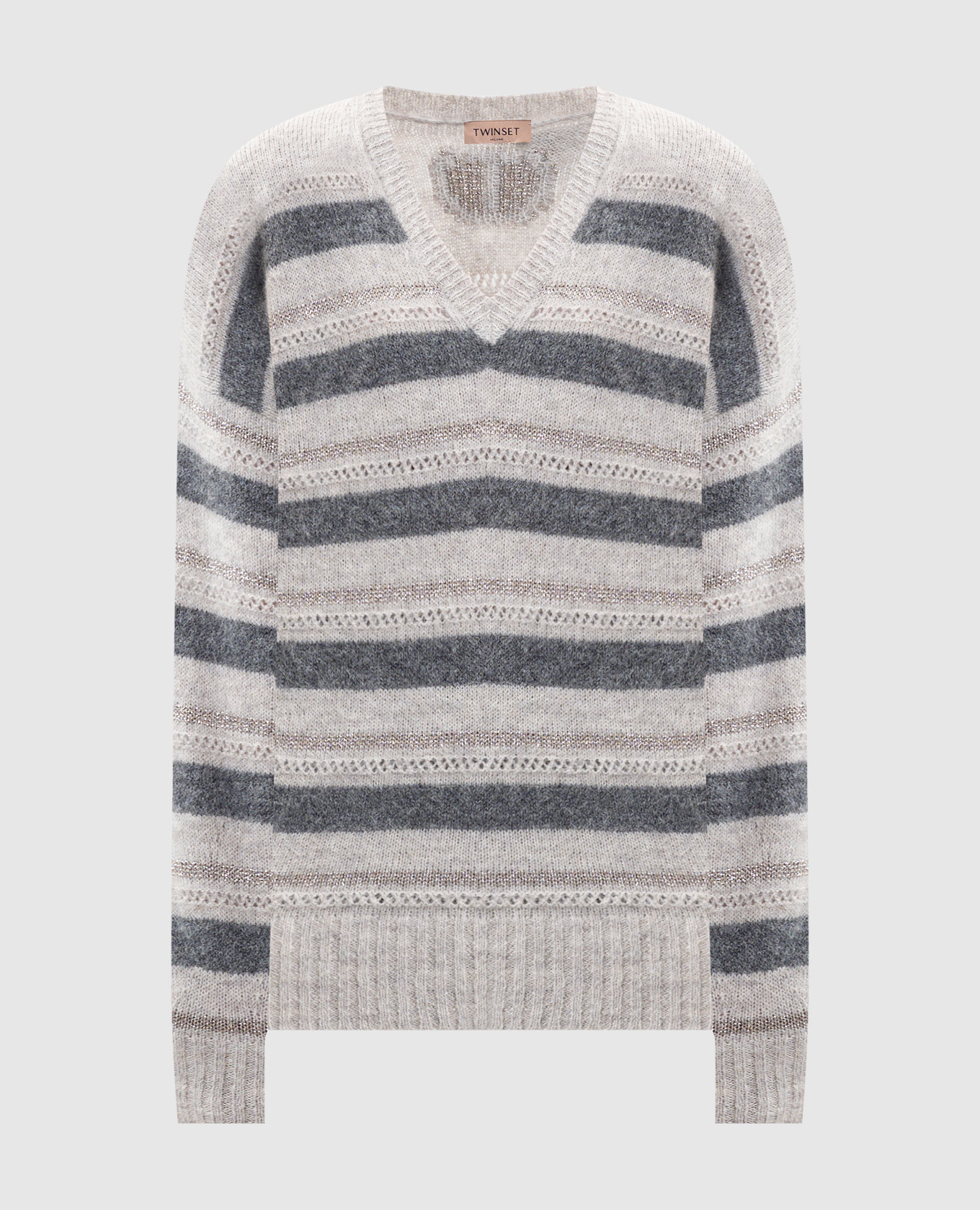 

Gray striped alpaca pullover Twinset, Grey