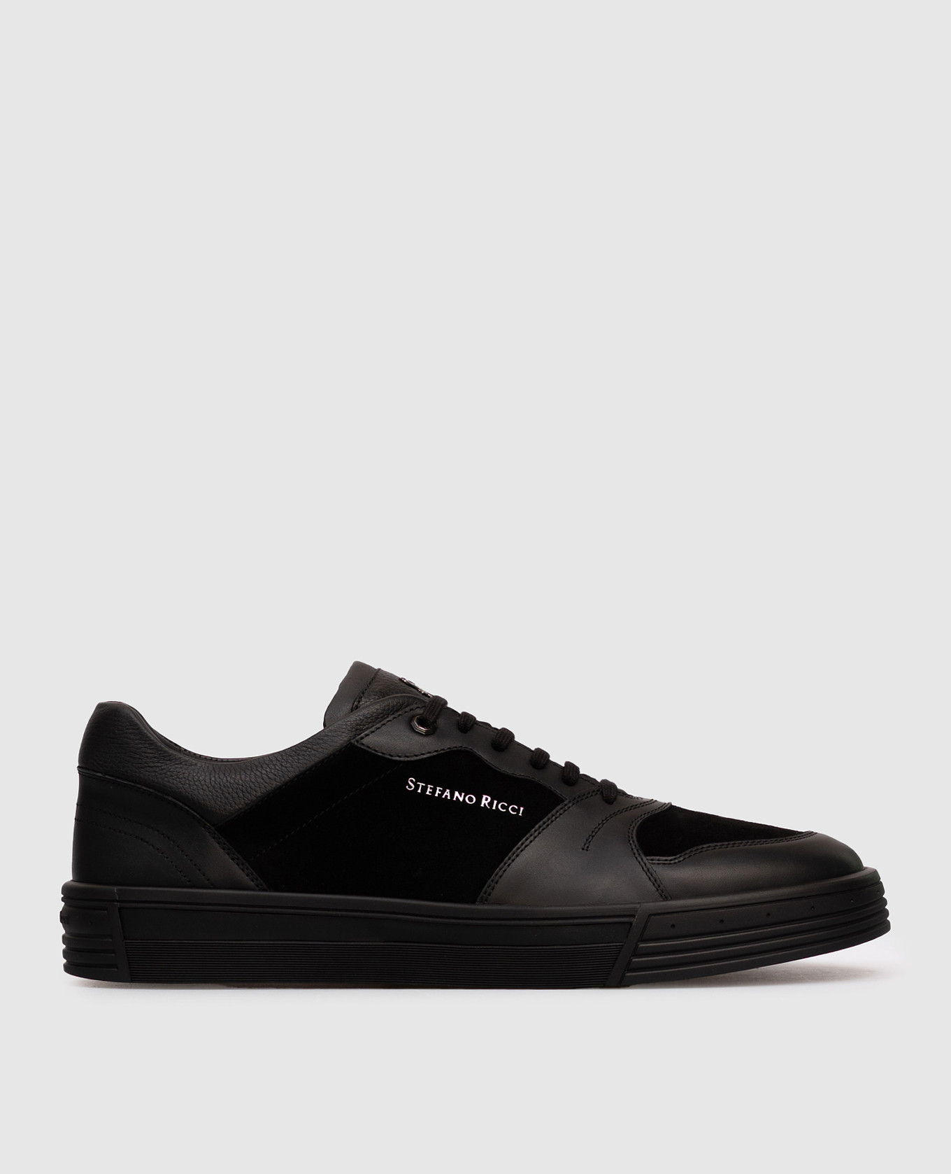 

Black leather sneakers with logo Stefano Ricci