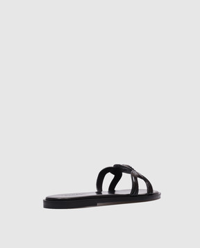 Versace Black leather flip-flops with logo emblem 1018364D2VE