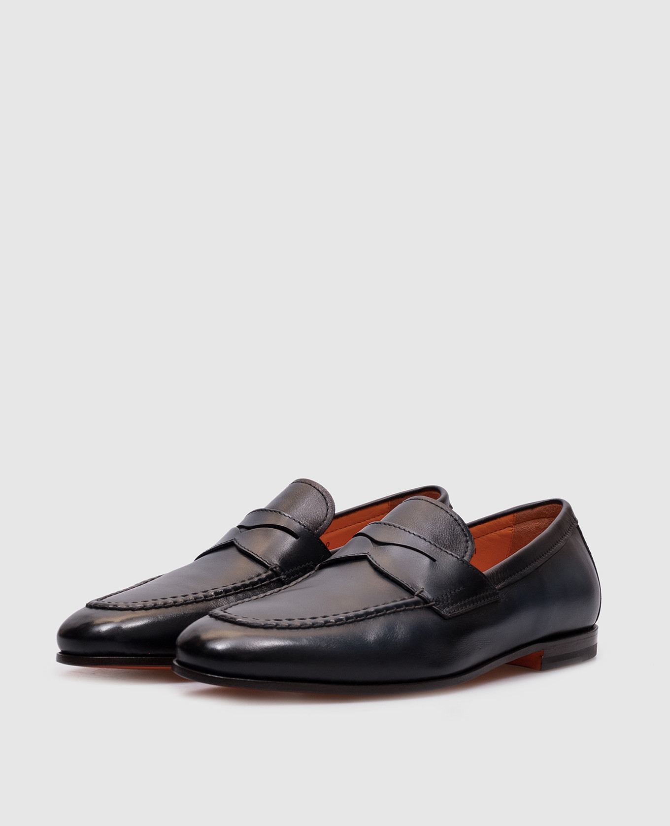 

Blue leather loafers Santoni