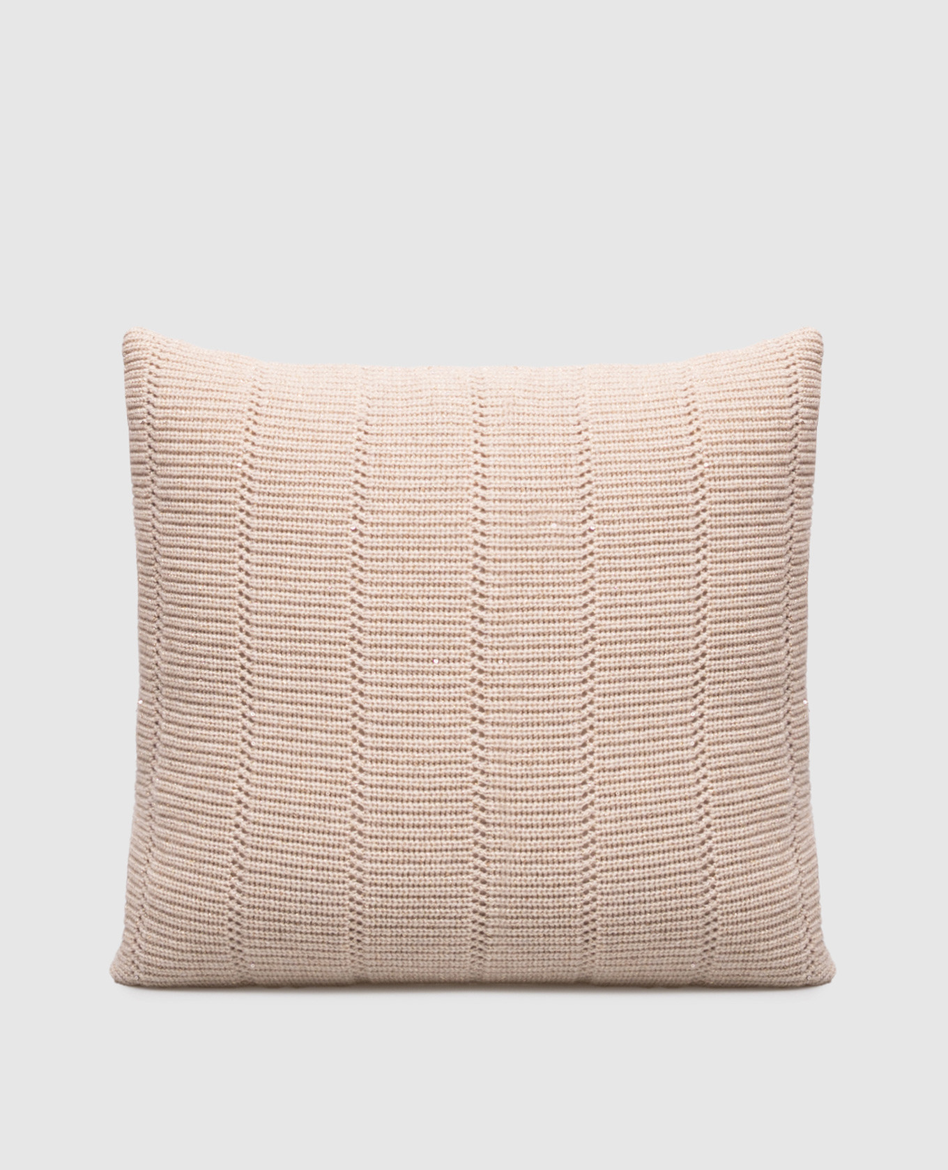 Beige cashmere and wool pillow with lurex Brunello Cucinelli