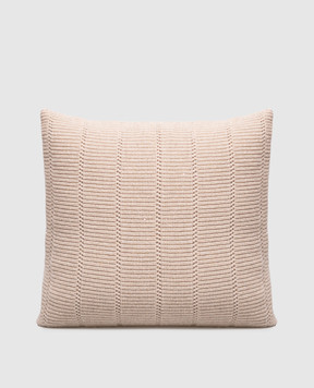 Brunello Cucinelli Beige cashmere and wool pillow with lurex MLBM738201