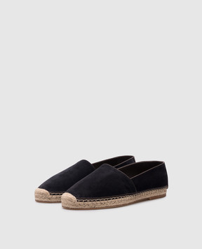 Brunello Cucinelli Blue suede espadrilles with logo emblem MPUERPQ726