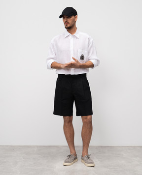 Dolce&Gabbana Black linen shorts GW0MATFU4MC