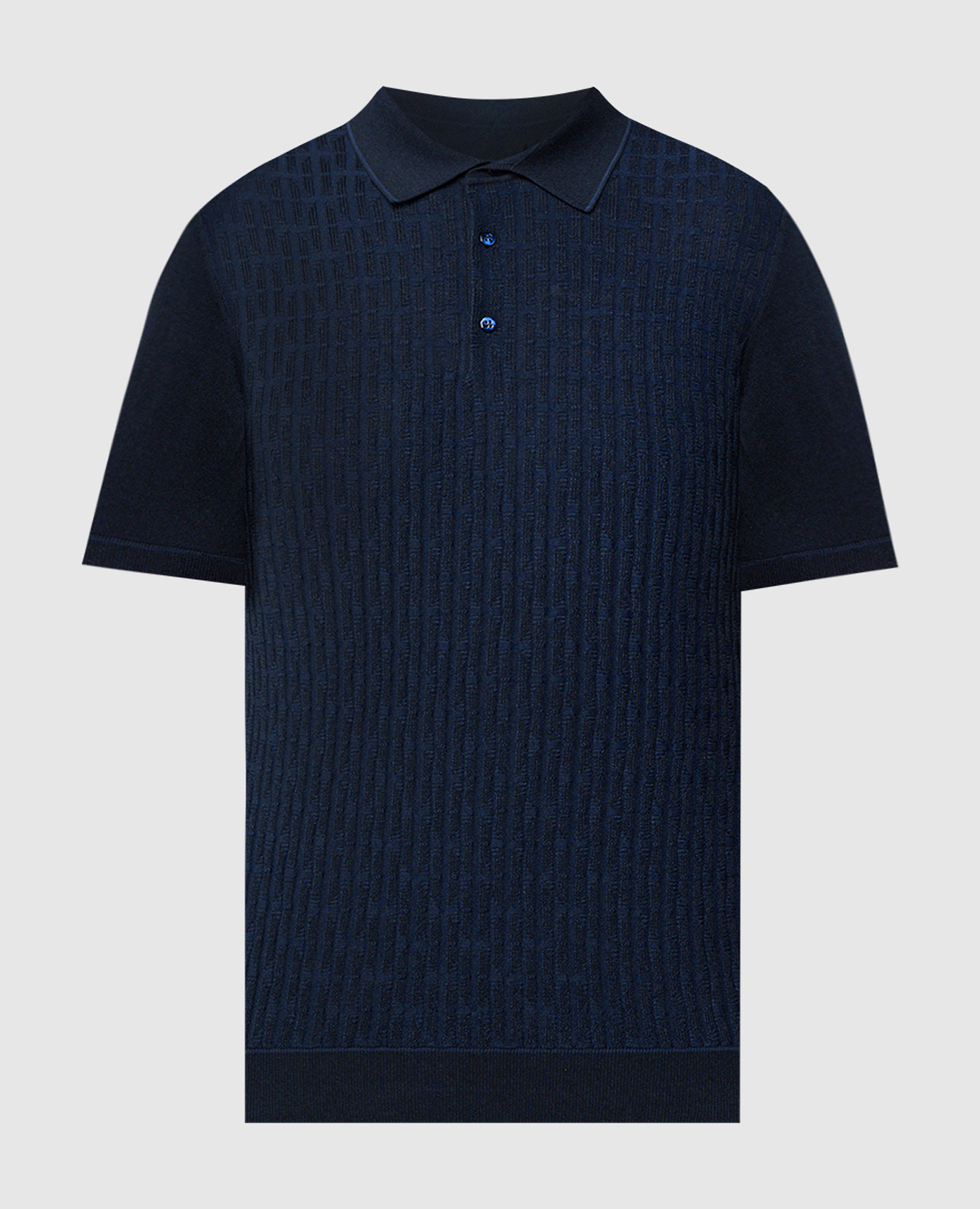 

Blue polo with silk in a textured pattern with a logo Stefano Ricci