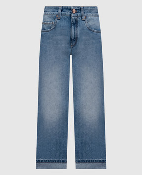 Brunello Cucinelli Blue jeans with a monil chain MP095P4028