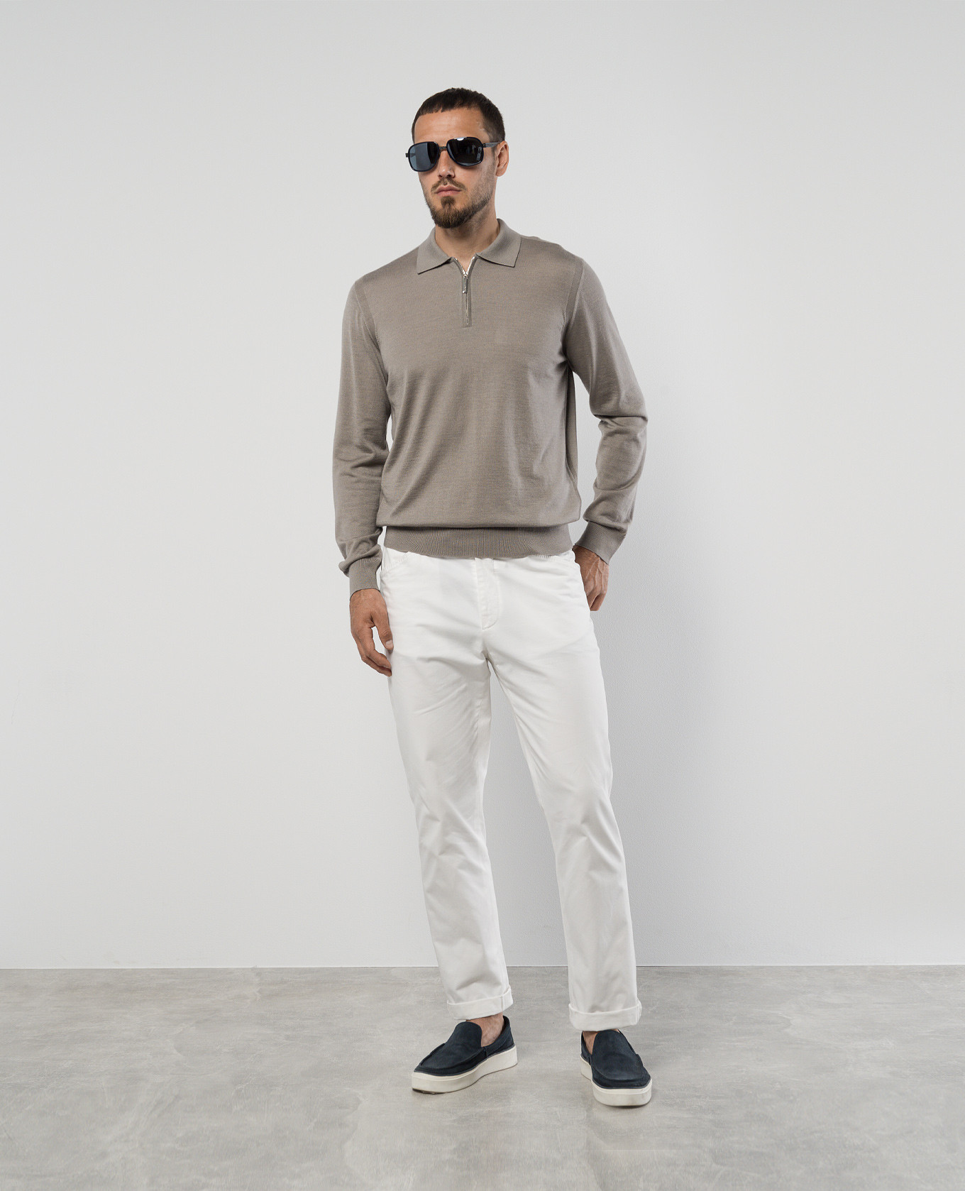 

Beige cashmere and silk polo shirt Stefano Ricci