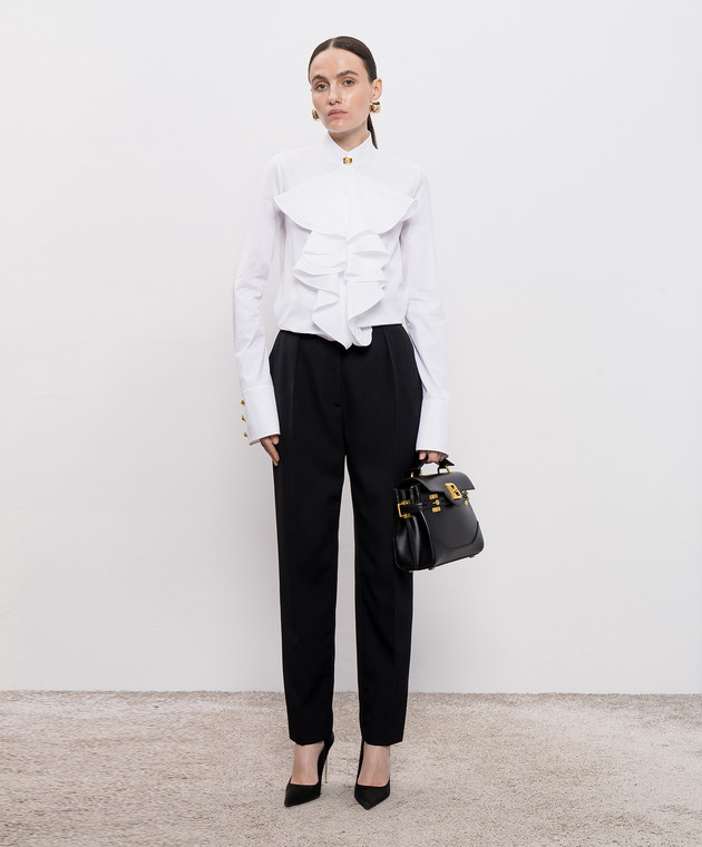 パンツ BALMAIN Woman Pants Black FF1PN190WC09 0PA High-waisted grain de poudre trousers black black - Women