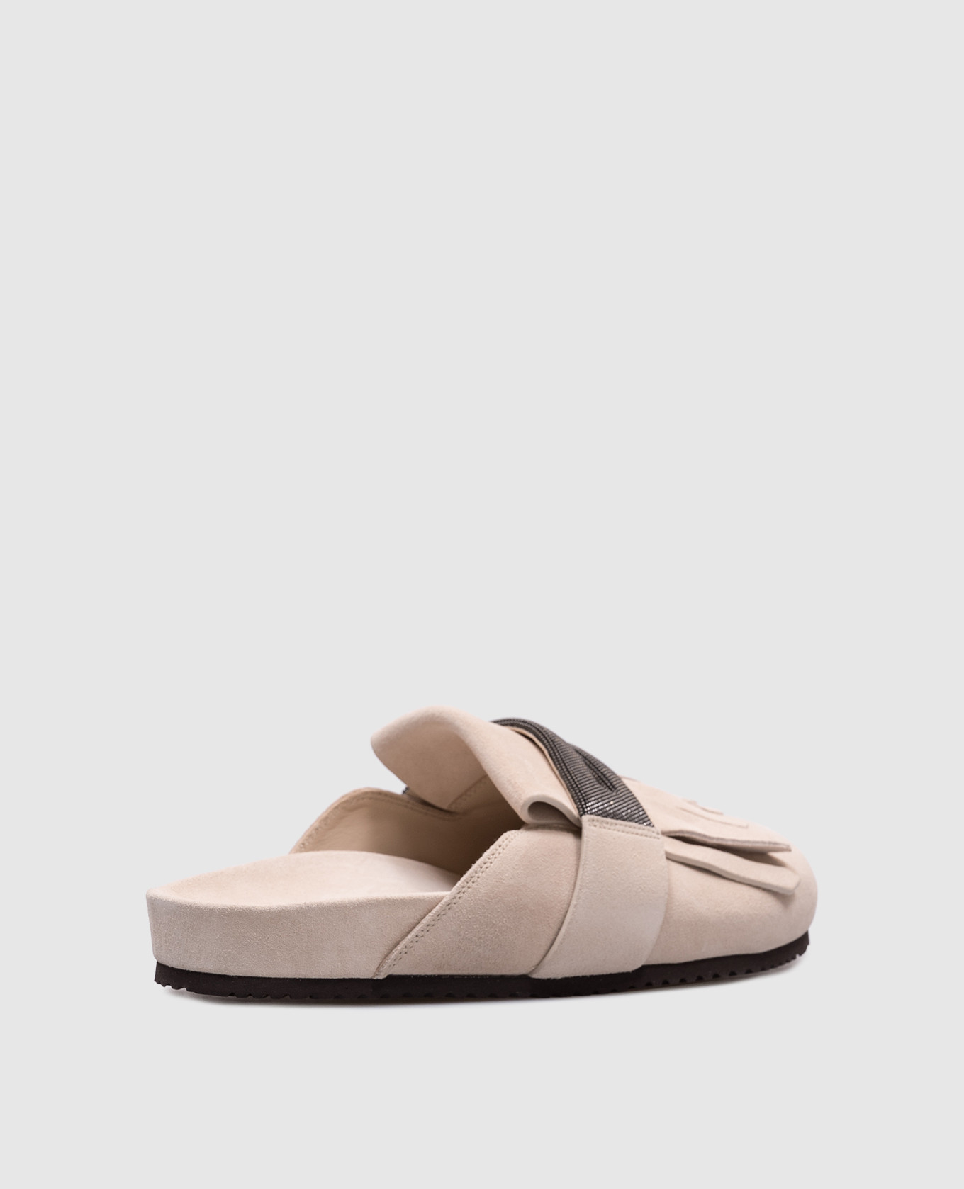 

Beige suede mules with monil chain Brunello Cucinelli