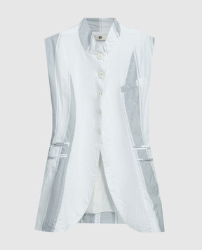 Marc Le Bihan White striped vest with a reaper effect 2206