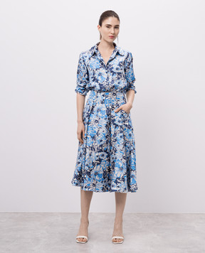 Momoni Piya blue floral silk skirt 255MMOSK006255MO09