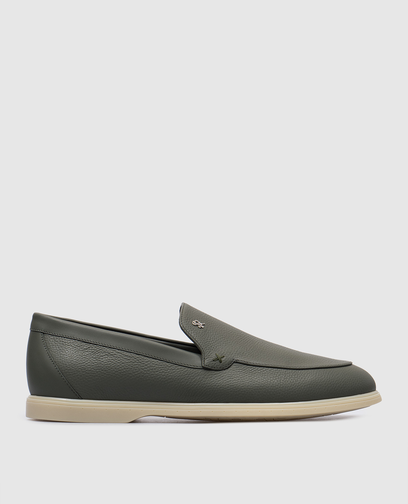 

Green leather loafers with logo monogram Stefano Ricci
