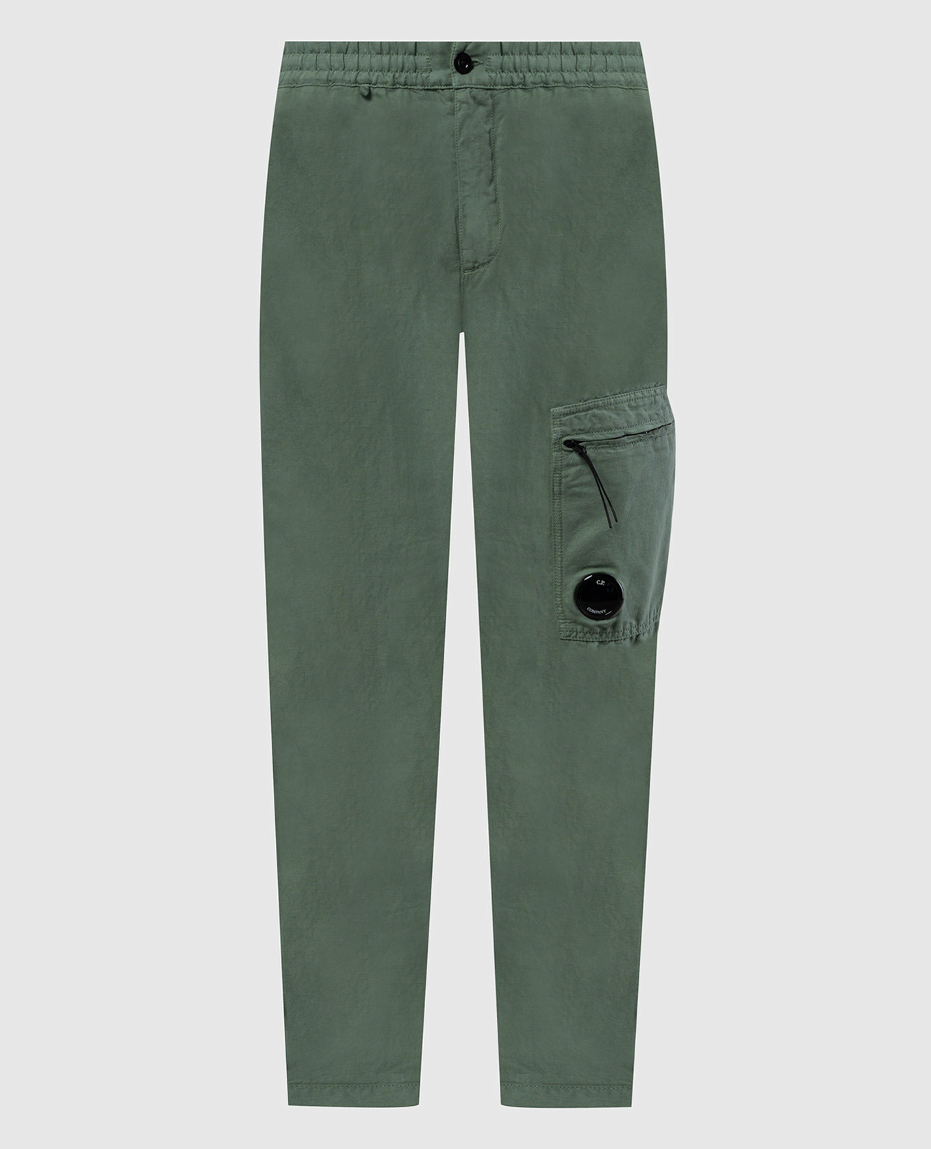 

Green logo linen trousers C.P. Company, Зеленый