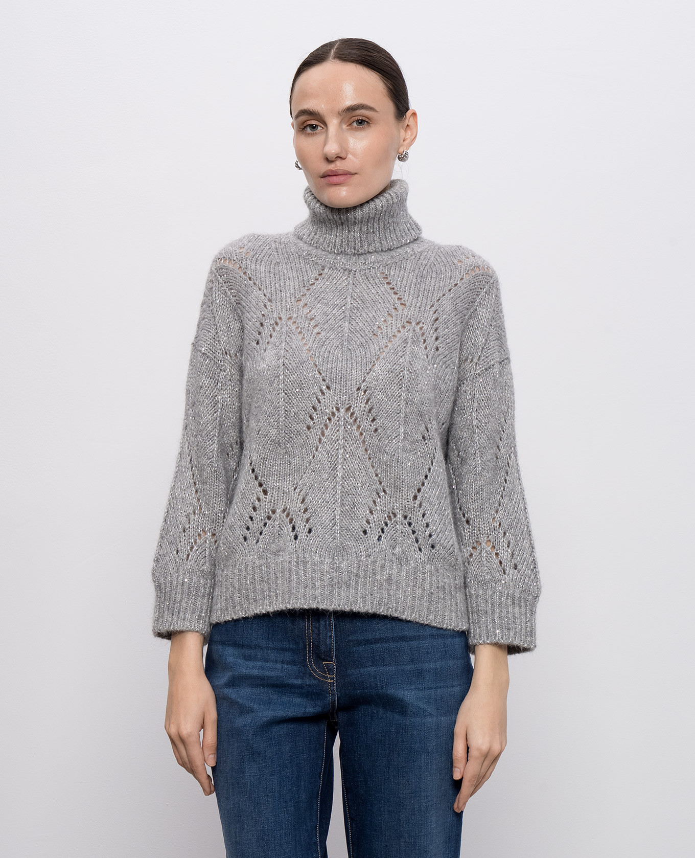 

Gray sweater with patterned wool Peserico, Grey