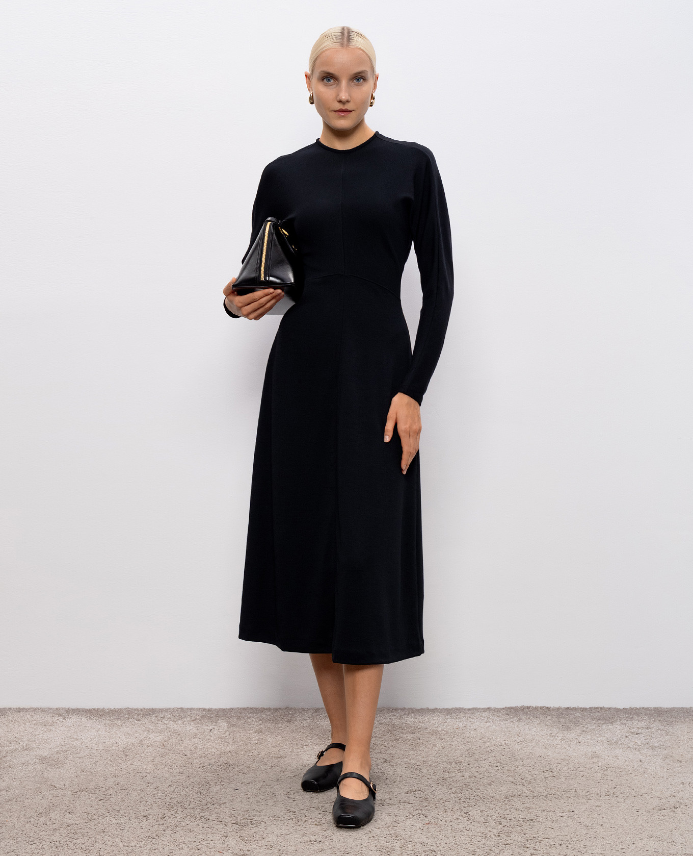 

Black Jersey midi dress with wool JOSEPH