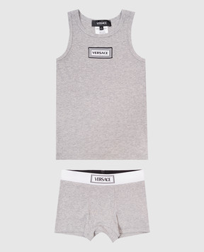 Versace Children's gray T-shirt and boxer shorts set 10187801A13344