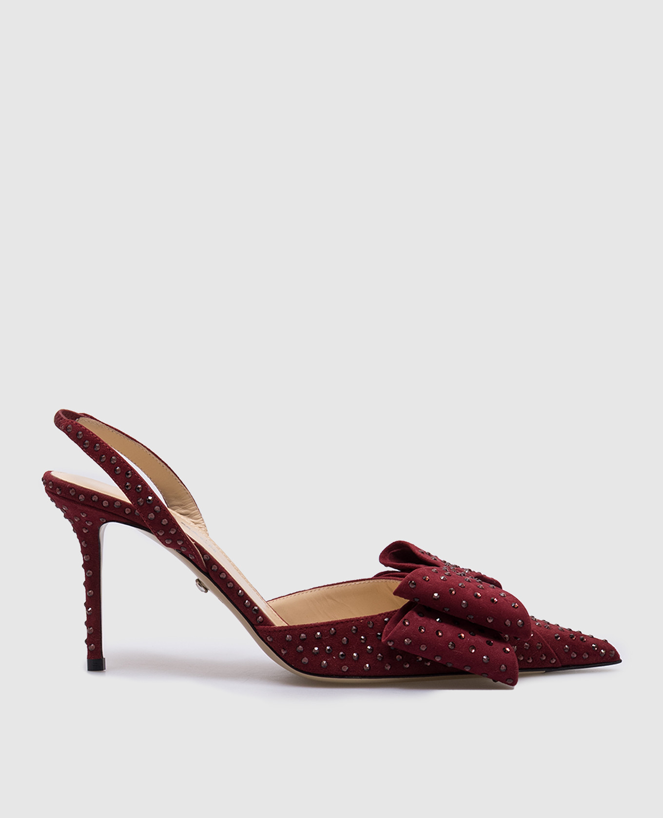 Le cadeau maroon suede slingbacks with crystals mach&mach