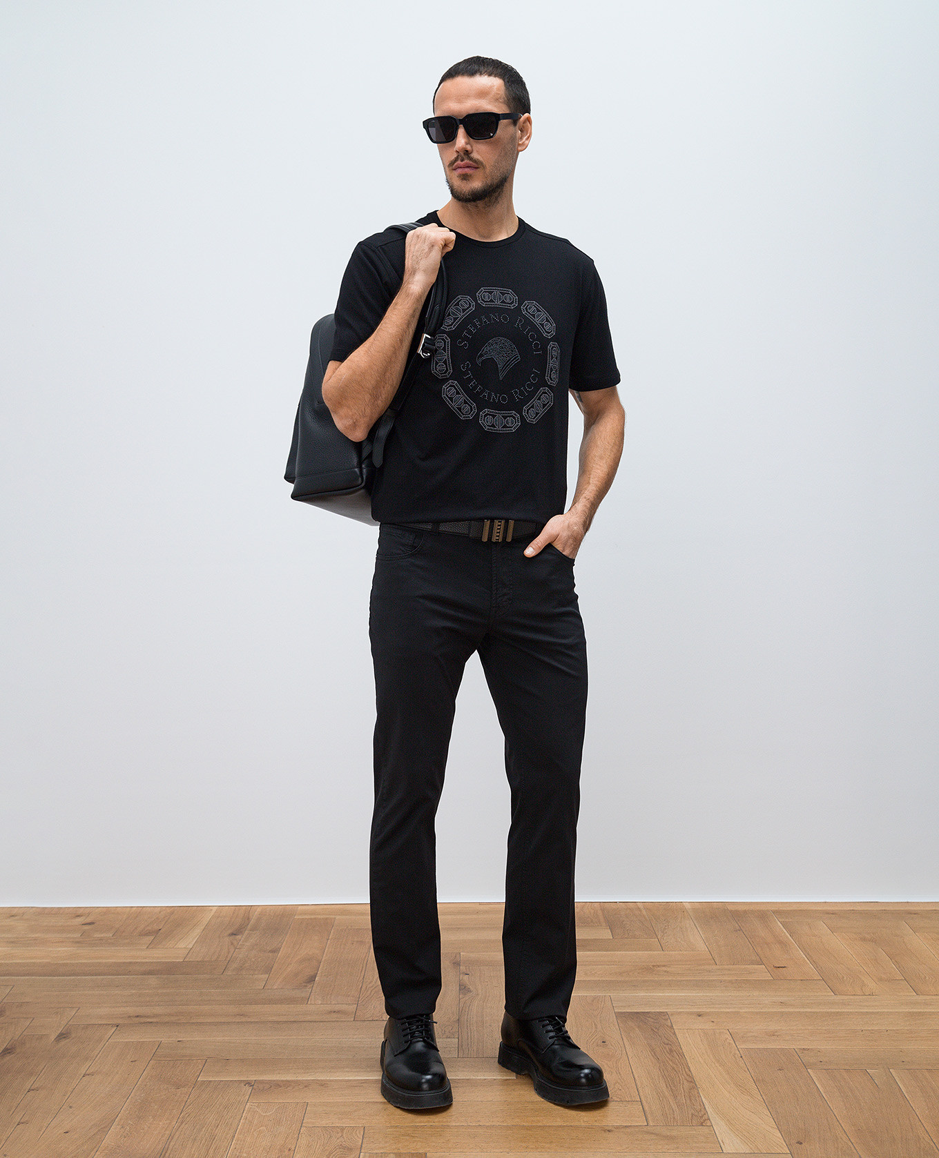 

Black pants with monogram logo Stefano Ricci