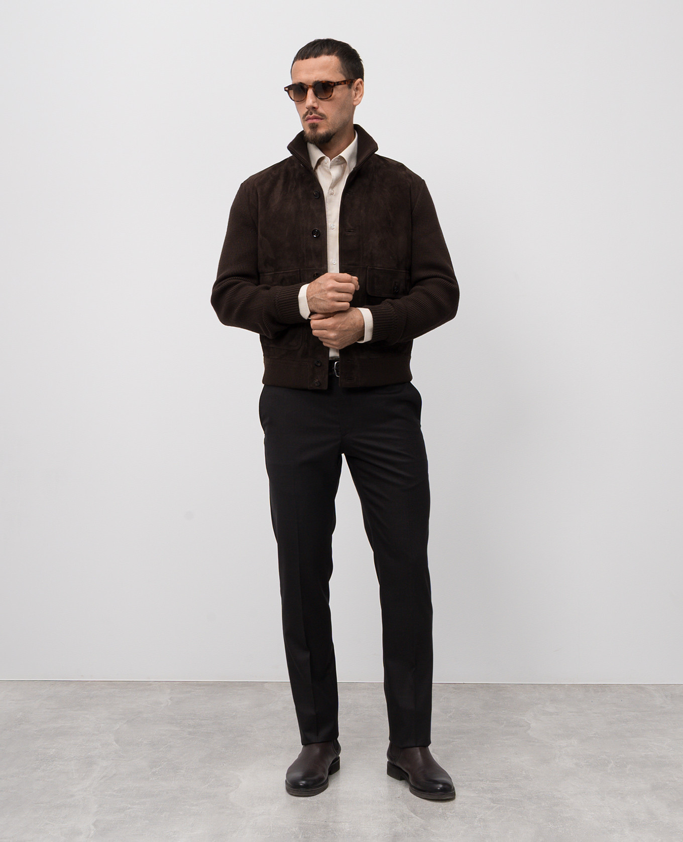 

Beige cashmere check shirt Stefano Ricci