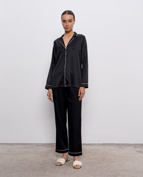 Dore & Rose Black silk pajamas with edging PREMIUMSILKPJSET