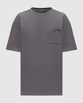 Dolce&Gabbana Grey T-shirt with DG logo monogram embroidery G8ST3ZHU7UT