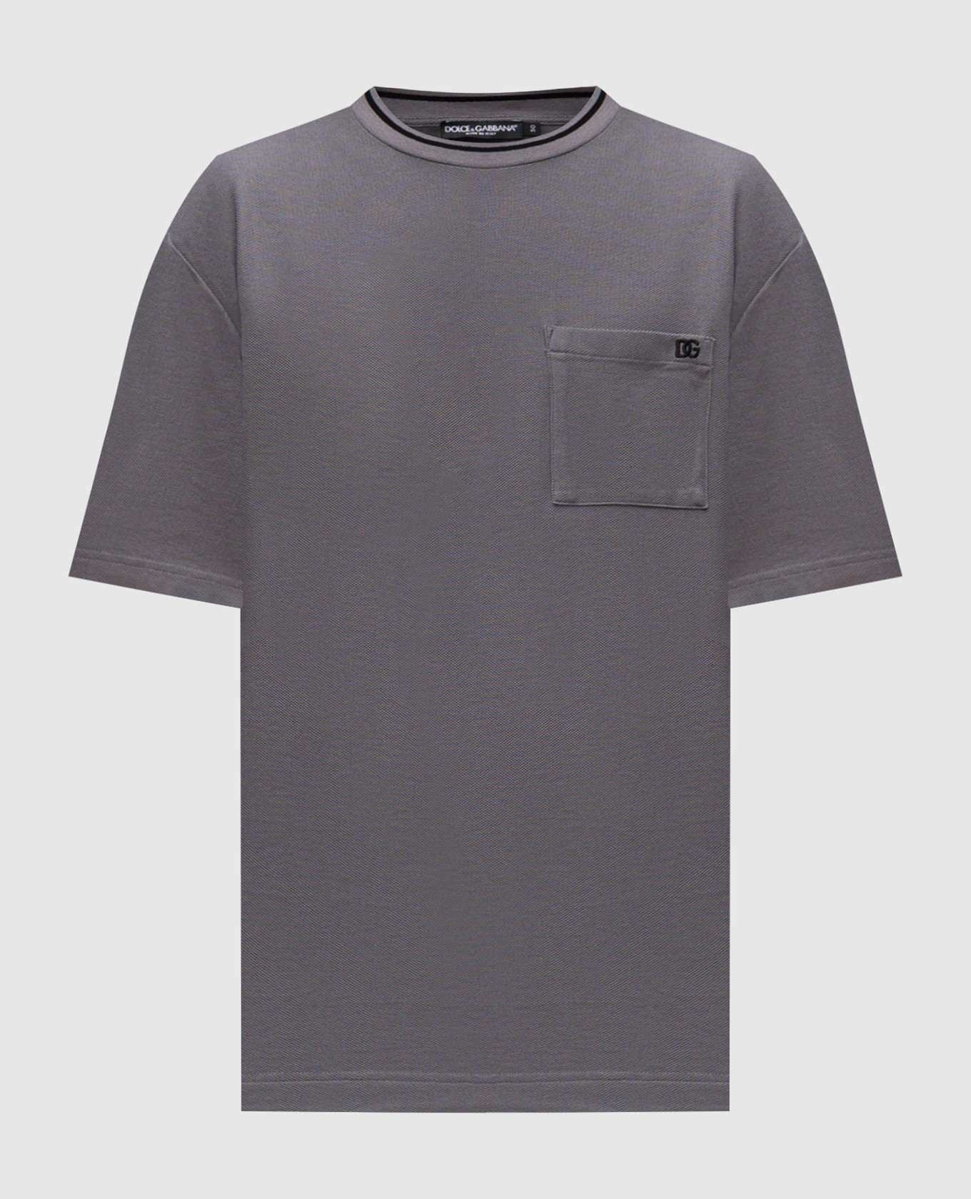 Grey T-shirt with DG logo monogram embroidery Dolce&Gabbana