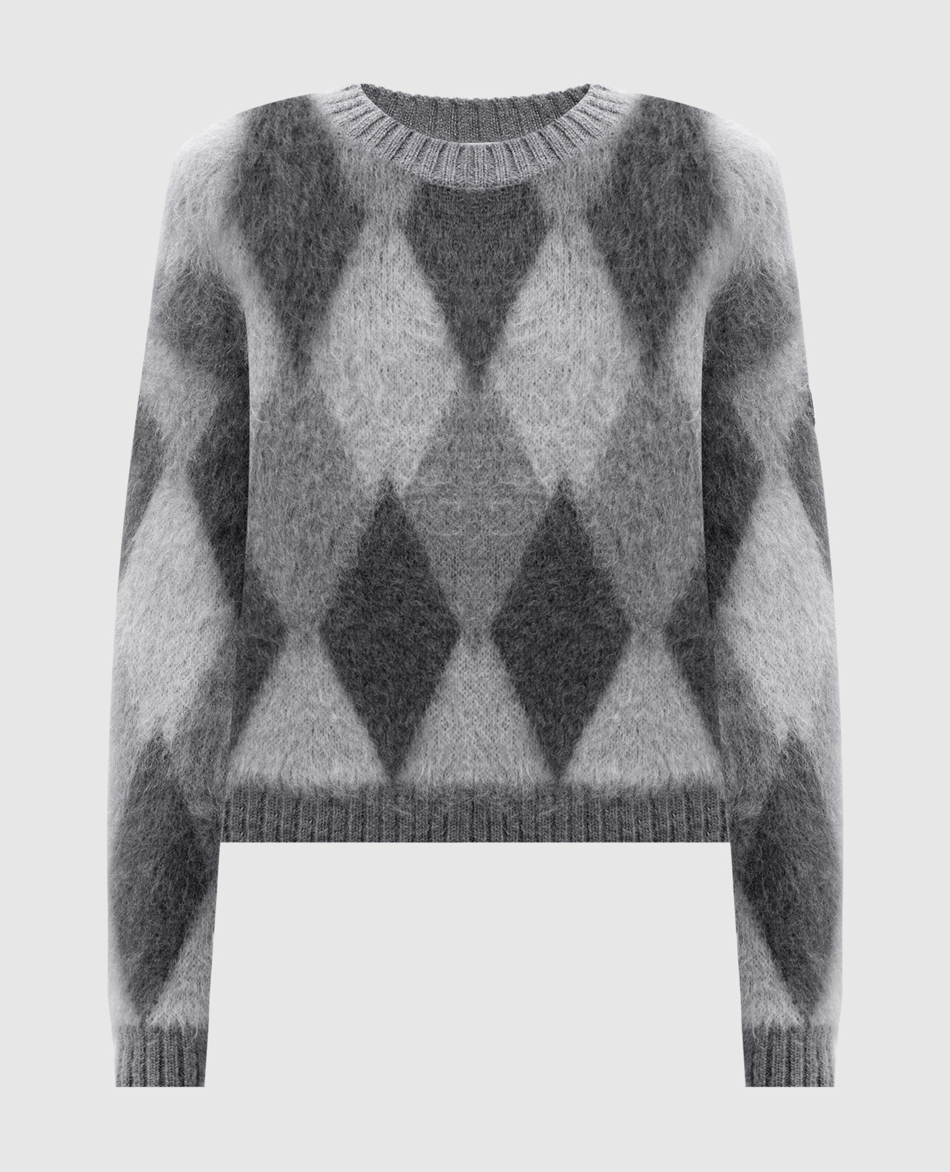 Gray sweater with wool in a geometric pattern Moncler
