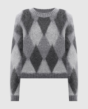 Moncler Gray sweater with wool in a geometric pattern J20939C00012M1133