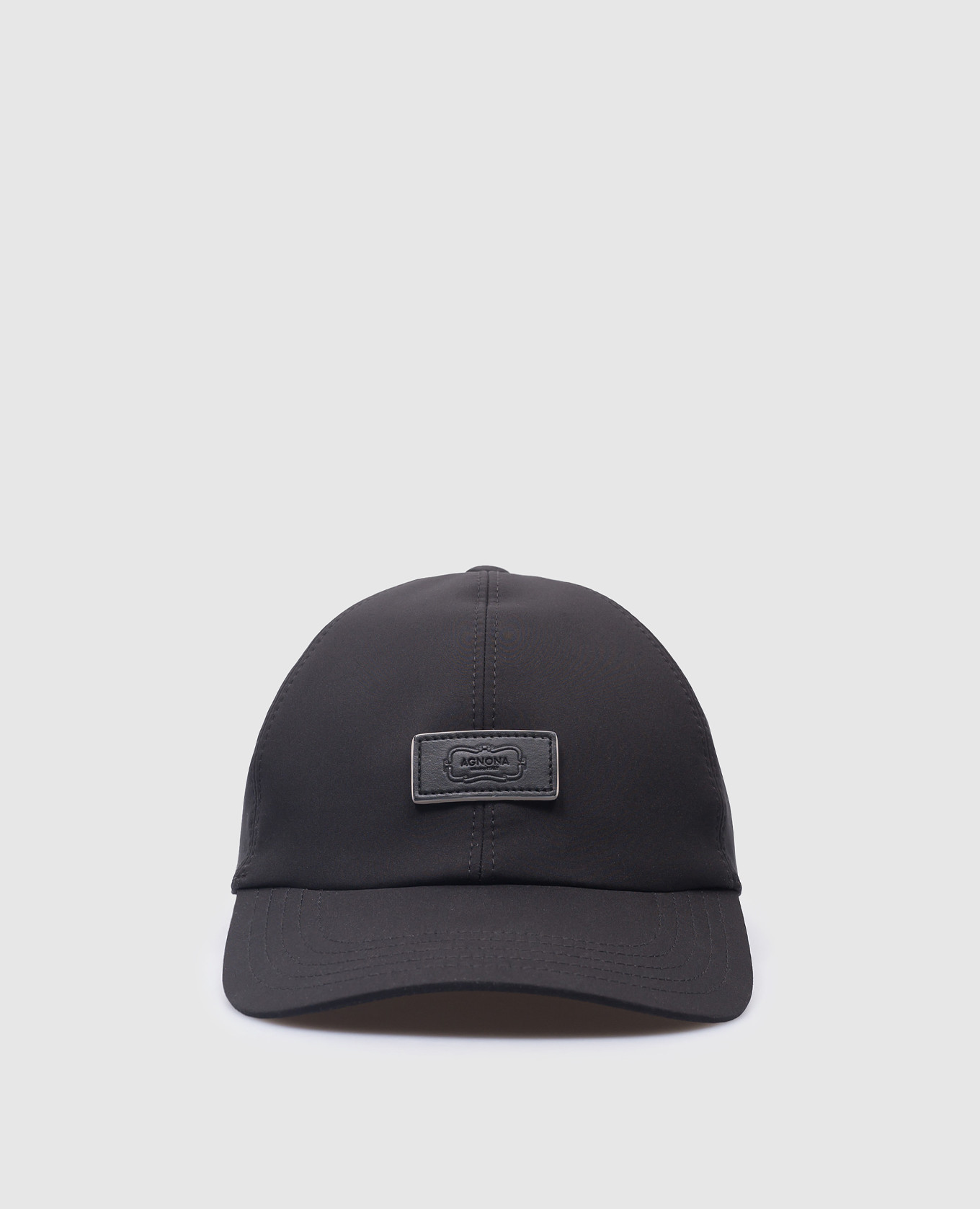 

Black cap with logo patch Agnona