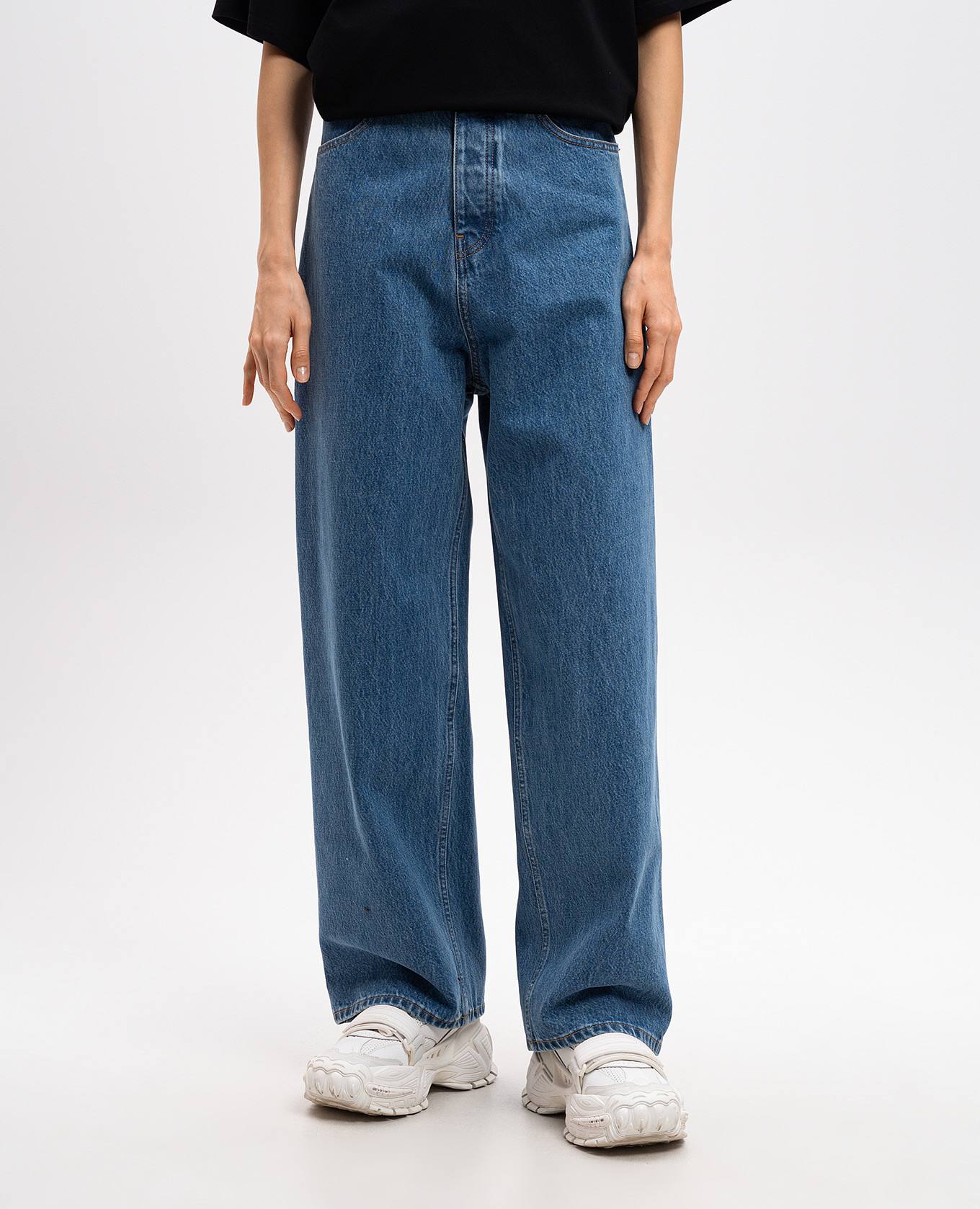 

Blue jeans with logo patch Vetements