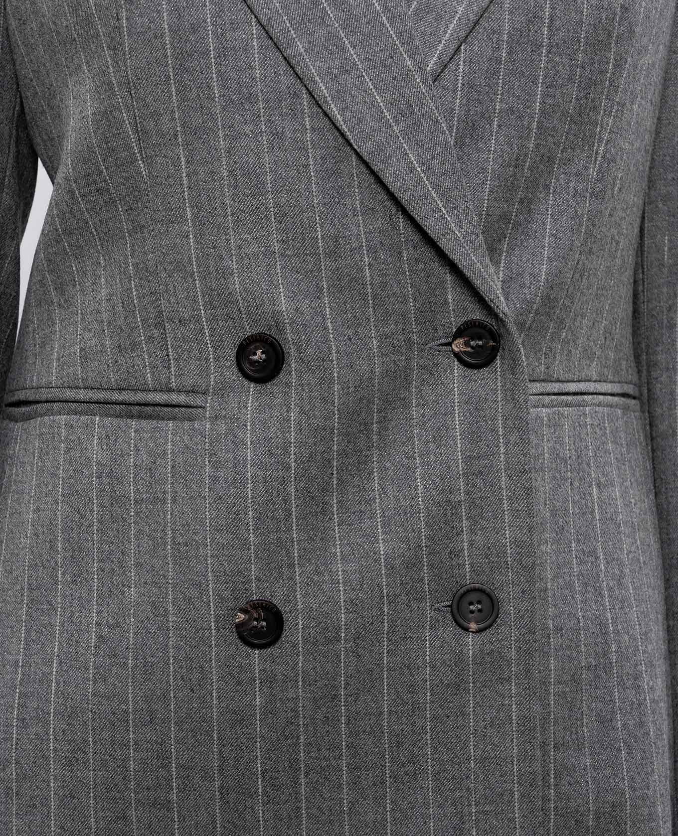 

Grey double-breasted striped wool jacket Peserico